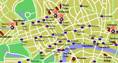  Схема взрывов в Лондоне 