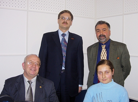   Иван Новицкий, Карэн Агамиров, Адам Ганапольский и Светлана Тихомирова, фото Радио Свобода